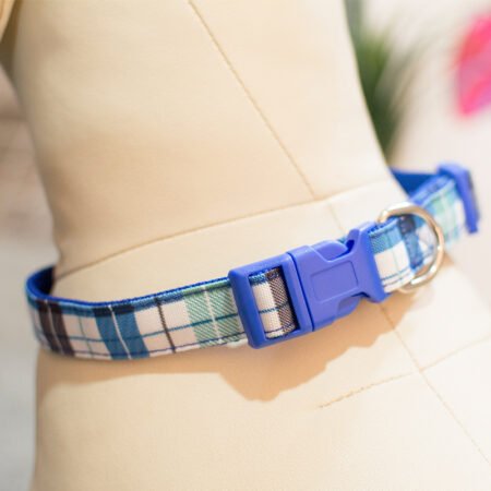 Manufacturer wholesale adjustable pink blue orange pet dog plaid nylon collar