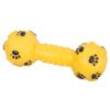 Manufacturer wholesale yellow blue dumbbell chew squeaky pet dog toys vinyl