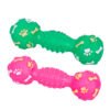 Manufacturer wholesale pink green chew squeaky pet dog vinyl dumbbell toys