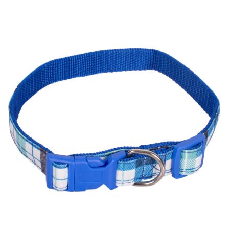 Manufacturer wholesale adjustable pink blue orange pet dog plaid nylon collar