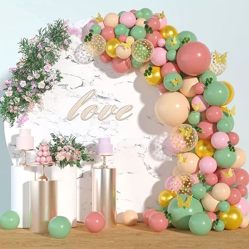 Balloon Garland Set 133 pcs - Gold Pink Sage Green Balloons Arch Kit ...